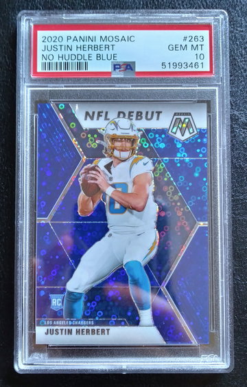 JUSTIN HERBERT 2020 MOSAIC NO HUDDLE BLUE /75 POP 1