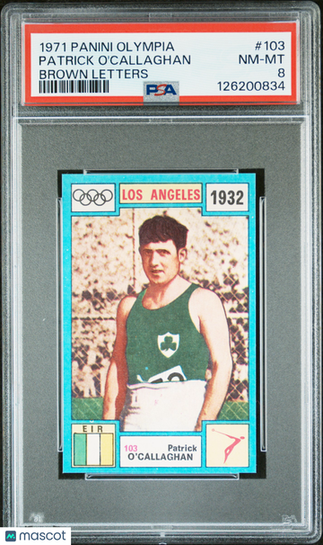 1971 Panini Olympia Patrick O'callaghan #103 Brown Letters PSA 8