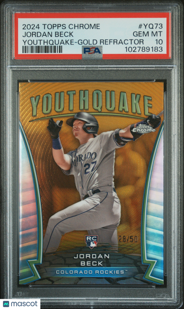 2024 Topps Chrome Youthquake Jordan Beck #YQ73 Gold Refractor PSA 10