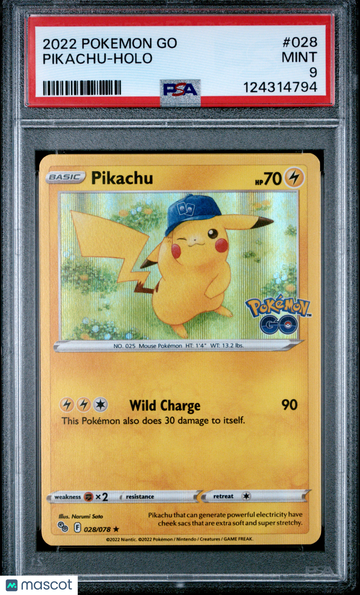 2022 Pokemon Go Pikachu Holo PSA 9 #028