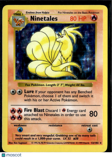1999 Base Set Ninetales Holo Rare #12/102
