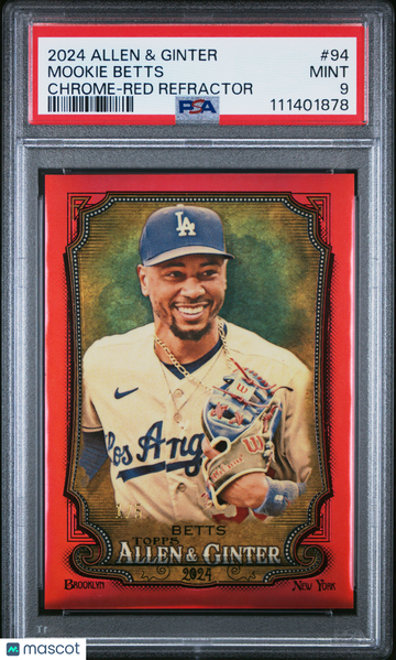 2024 Topps Allen & Ginter Mookie Betts #94 Chrome Red Refractor /5 PSA 9