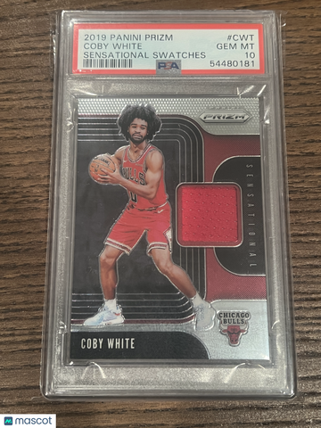2019 Panini Prizm Sensational Swatches Coby White #CWT Sensational Swatches Rookie RC PSA 10