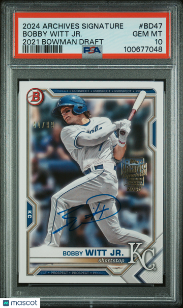 2024 Topps Archives Signature Series Bobby Witt JR. #BD47 2021 Bowman Draft /99 PSA 10