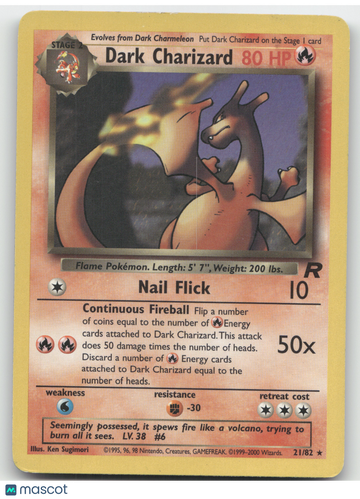 2000 Team Rocket Dark Charizard Rare #21/82