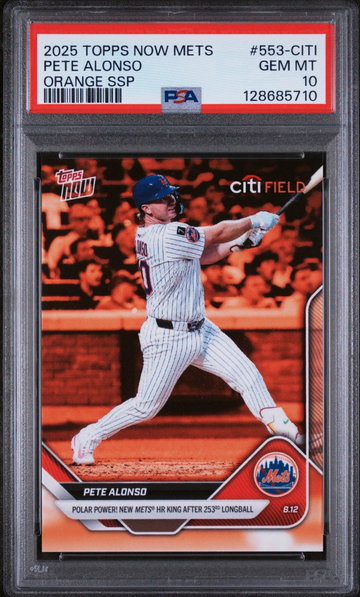 2025 Topps Now Mets Orange Ssp Pete Alonso #553-CITI /12 PSA 10