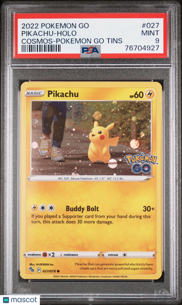 2022 Pokemon Go Pikachu Holo Cosmos-Pokemon Go Tins PSA 9 #027