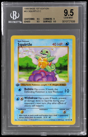 1999 Pokemon Base Set Squirtle 1st Edition BGS 9.5