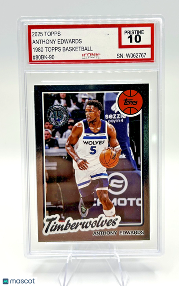 Graded 10 2025-26 Topps Base Insert Anthony Edwards #80BK-90 W0062767 Minnesota Timberwolves Basketball Card