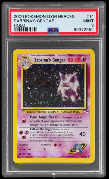 2000 Pokemon Gym Heroes Sabrina's Gengar Holo PSA 9