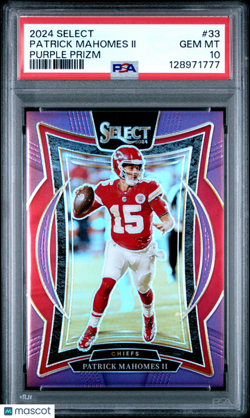 2024 Panini Select Patrick Mahomes II #33 Purple Prizm PSA 10