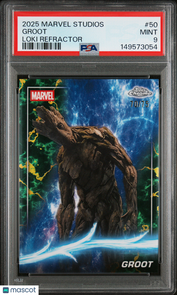 2025 Topps Marvel Studios Chrome Groot 70/75 #50 PSA 9
