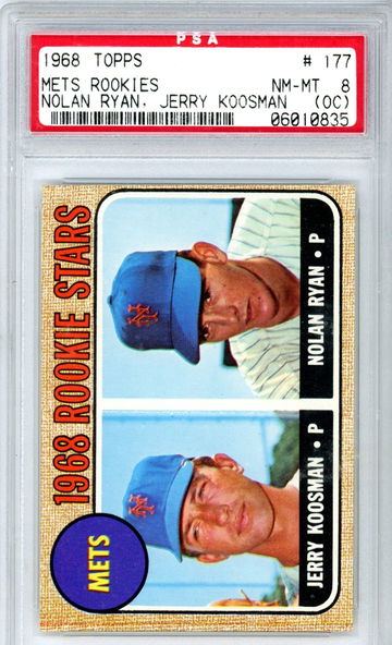 1968 TOPPS METS ROOKIES NOLAN RYAN JERRY KOOSMAN PSA 8 NM-MT (OC)