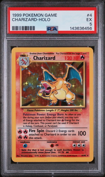 1999 Pokemon Base Set Holo Charizard #4 PSA 5