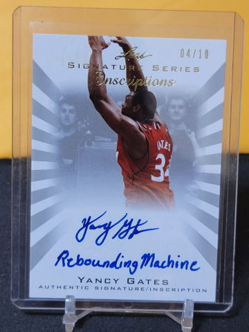 2012 leaf signature series Yancy Gates gold auto /10 inscriptions Rebounding Machine 