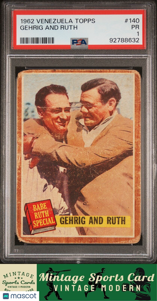 1962 Venezuela Topps Gehrig And Ruth #140 PSA 1