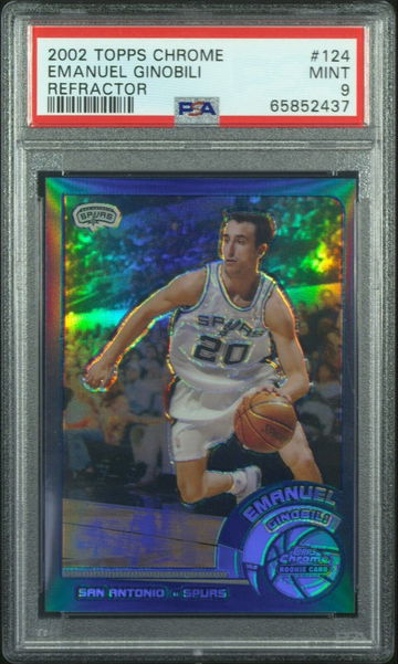 2002 Topps Chrome Emanuel Manu Ginobili Refractor #124 PSA 9 Rookie