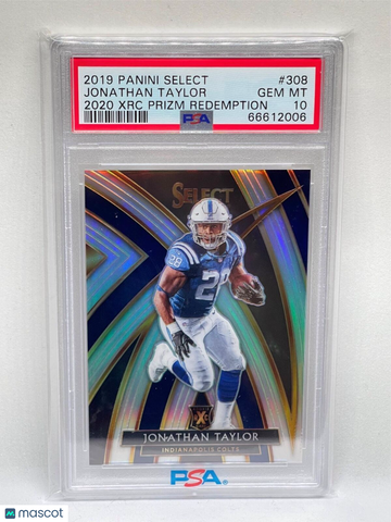 2019 Panini Select 2020 XRC Prizm Redemption Jonathan Taylor #308 PSA 10