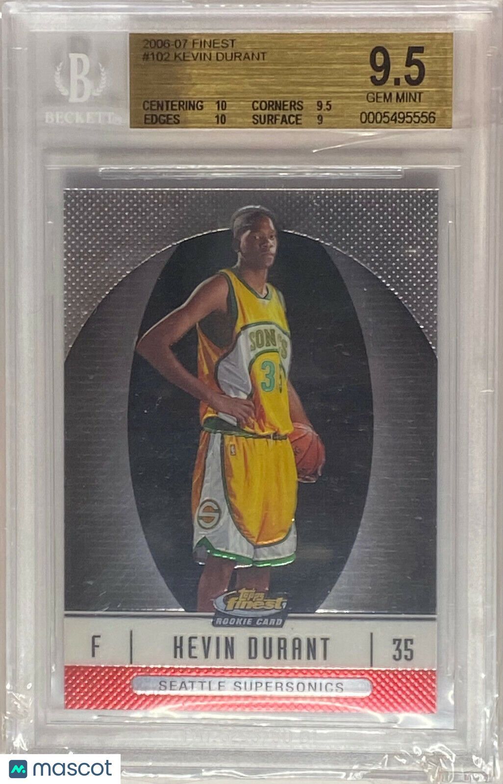2007 Topps Finest Kevin Durant RC /539 BGS 9.5