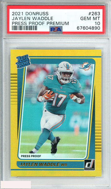 2021 PANINI DONRUSS JAYLEN WADDLE #263 PRESS PROOF PREMIUM RC PSA 10 GEM MT