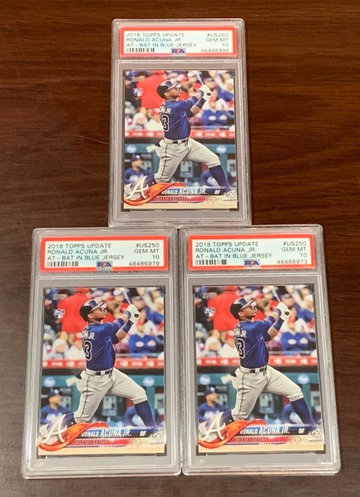 (3) 2018 Topps Update Ronald Acuna Jr. PSA 10