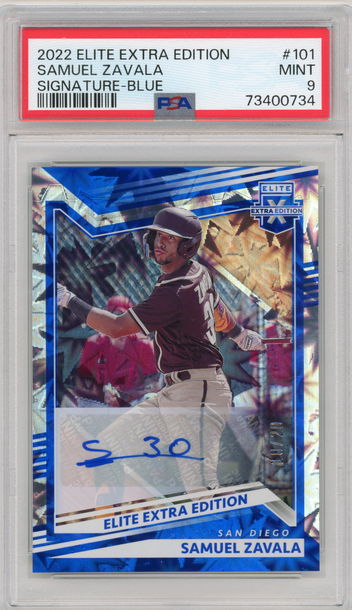 2022 Elite Extra Edition FOTL Samuel Zavala Auto Blue Starburst #'d 10/20 SSP PSA 9 MINT #101