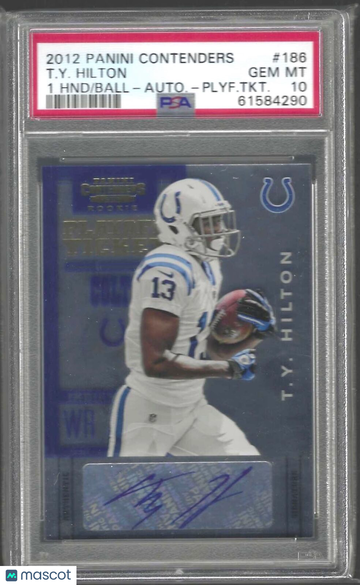 2012 Panini Contenders T. Y. Hilton #186 Autograph Playoff Ticket PSA 10