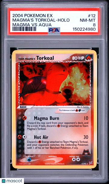 2004 Pokemon EX Team Magma VS Team Aqua Holo Magma's Torkoal Holo PSA 8 #12