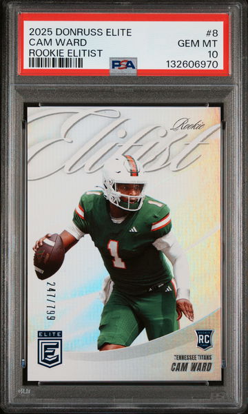 2025 Panini Elite Rookie Elitist Cam Ward #8 /799 PSA 10