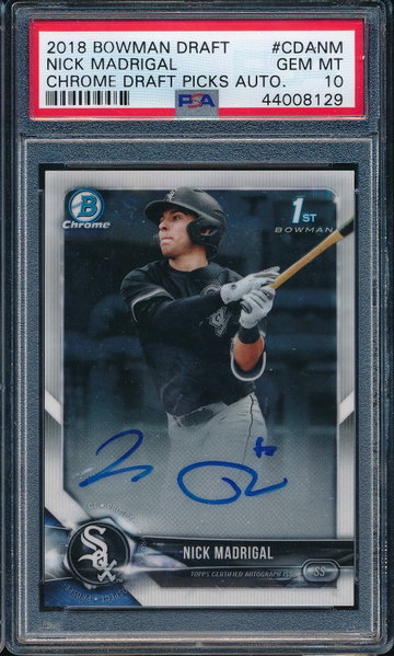 2018 Bowman Chrome Draft Nick Madrigal Base RC AUTO PSA 10