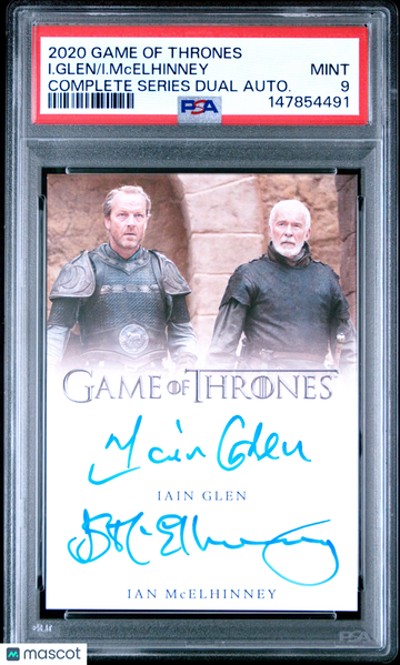 2020 Game Of Thrones Complete Series Dual Autograph I. Mcelhinney I. Glen Autograph PSA 9