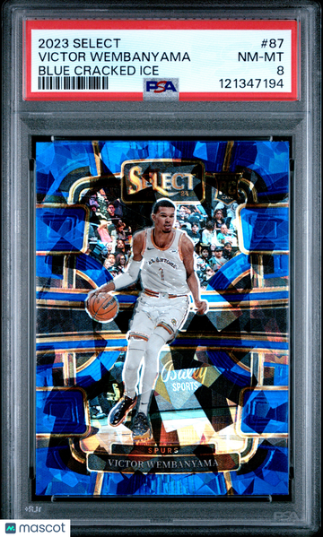 2023 Panini Select Victor Wembanyama #87 Blue Cracked Ice PSA 8