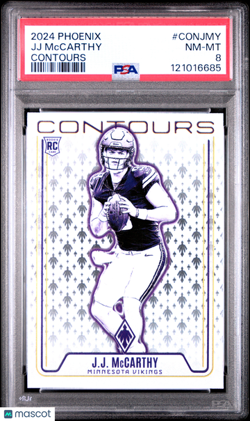 2024 Panini Phoenix Contours JJ Mccarthy #CONJMY Rookie Insert PSA 8