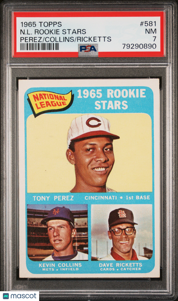 1965 Topps N. L. Rookie Stars #581 Perez Collins Ricketts PSA 7