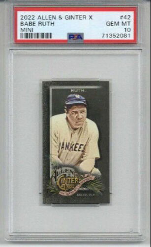 2022 TOPPS ALLEN & GINTER X MINI BABE RUTH CARD NEW YORK YANKEES PSA 10