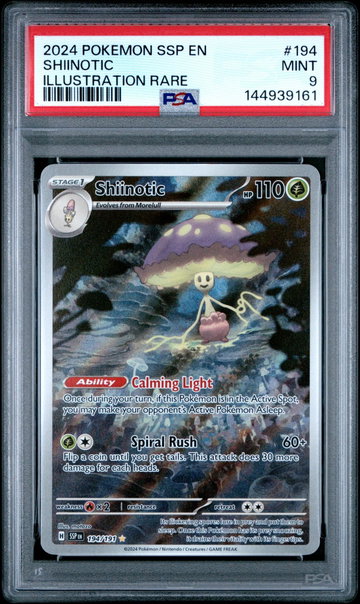 2024 Pokemon Scarlet and Violet Surging Sparks Illustration Rare Shiinotic #194 PSA 9