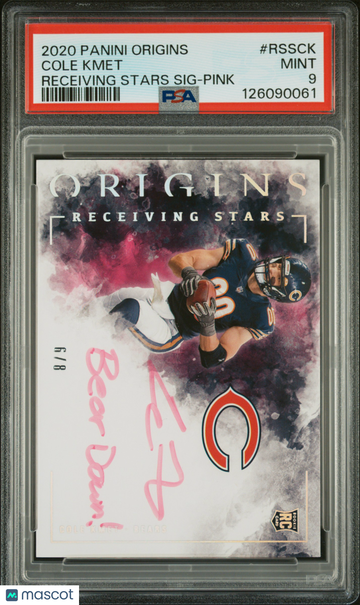 2020 Origins Cole Kmet Receiving Stars Signatures Pink /8 PSA 9