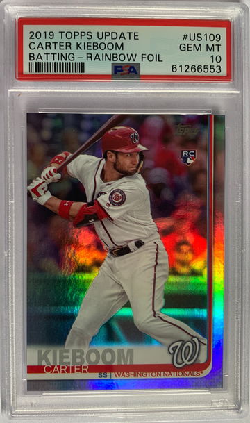 2019 Topps Update Carter Kieboom Batting - Rainbow Foil PSA 10