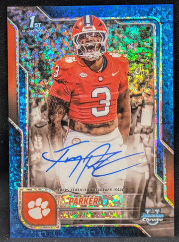 2025 Bowman Chrome U Autograph Blue Mini-Diamond #BCA-TJP T.J. Parker /150