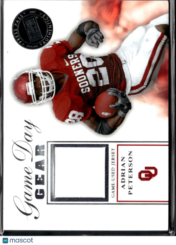 Adrian Peterson 2007 Press Pass Game Day Gear Game-Used Jersey Oklahoma Sooners