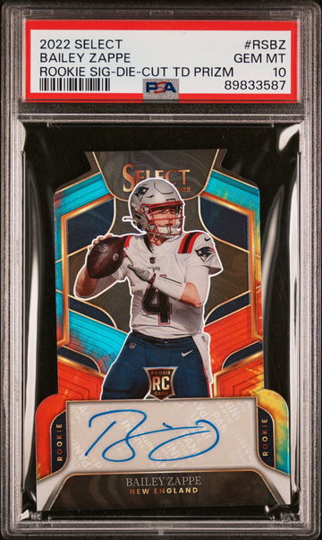 2022 PANINI SELECT BAILEY ZAPPE ROOKIE SIGNATURES DIE-CUT TD PRIZM #RSBZ PSA 10