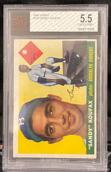 Sandy Koufax 1955 Topps Rookie Card BVG BGS 5.5 # 123