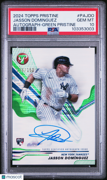 2024 Topps Pristine Pristine Autographs Jasson Dominguez #PAJDO Green /150 PSA 10
