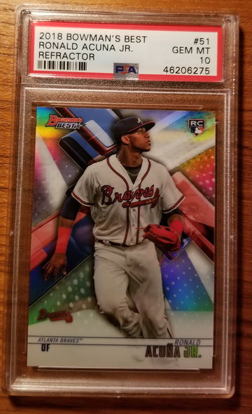 2018 bowman's best refractor ronald acuna jr psa 10 gem mint #51 braves