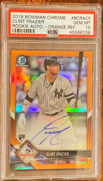 Clint Frazier 2018 Bowman Chrome RC Orange  Auto 4/25