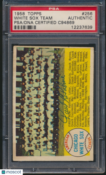 1958 Topps White Sox Team #256 Checklist PSA Authentic Auto N/A