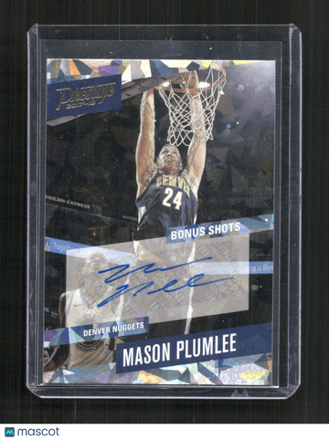 2017-18 Panini Prestige Mason Plumlee #21 Bonus Shots Signatures Crystal Gold SN,AU