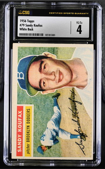 1956 Topps #79 Sandy Koufax (White back) CSG 4