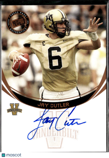 Jay Cutler 2006 Press Pass Authentics Auto Vanderbilt Commodores