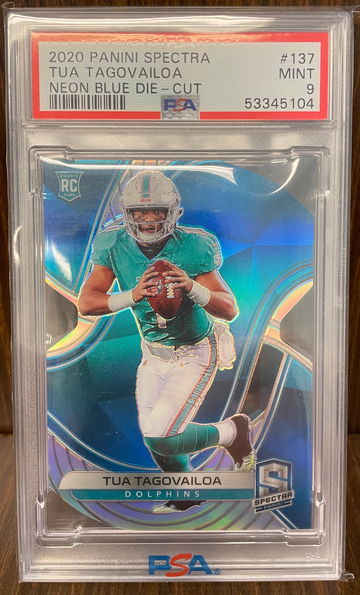 Tua Tagovailoa Rookie 2020 Spectrum Neon Blue Die-Cut /50 PSA 9